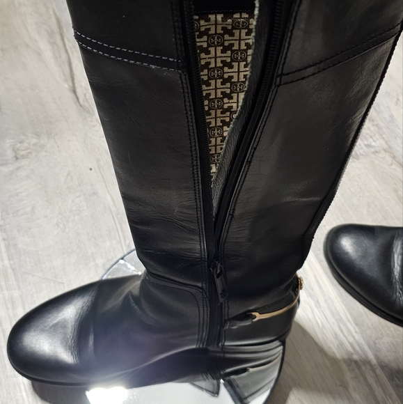 Authentic Tory Burch Kneel High Black Leather Riding Boots - Picture 2 of 16
